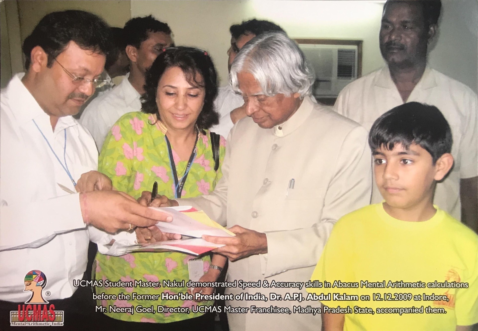 UCMAS student demonstrating skills before Former President Dr. A.P.J. Abdul Kalam